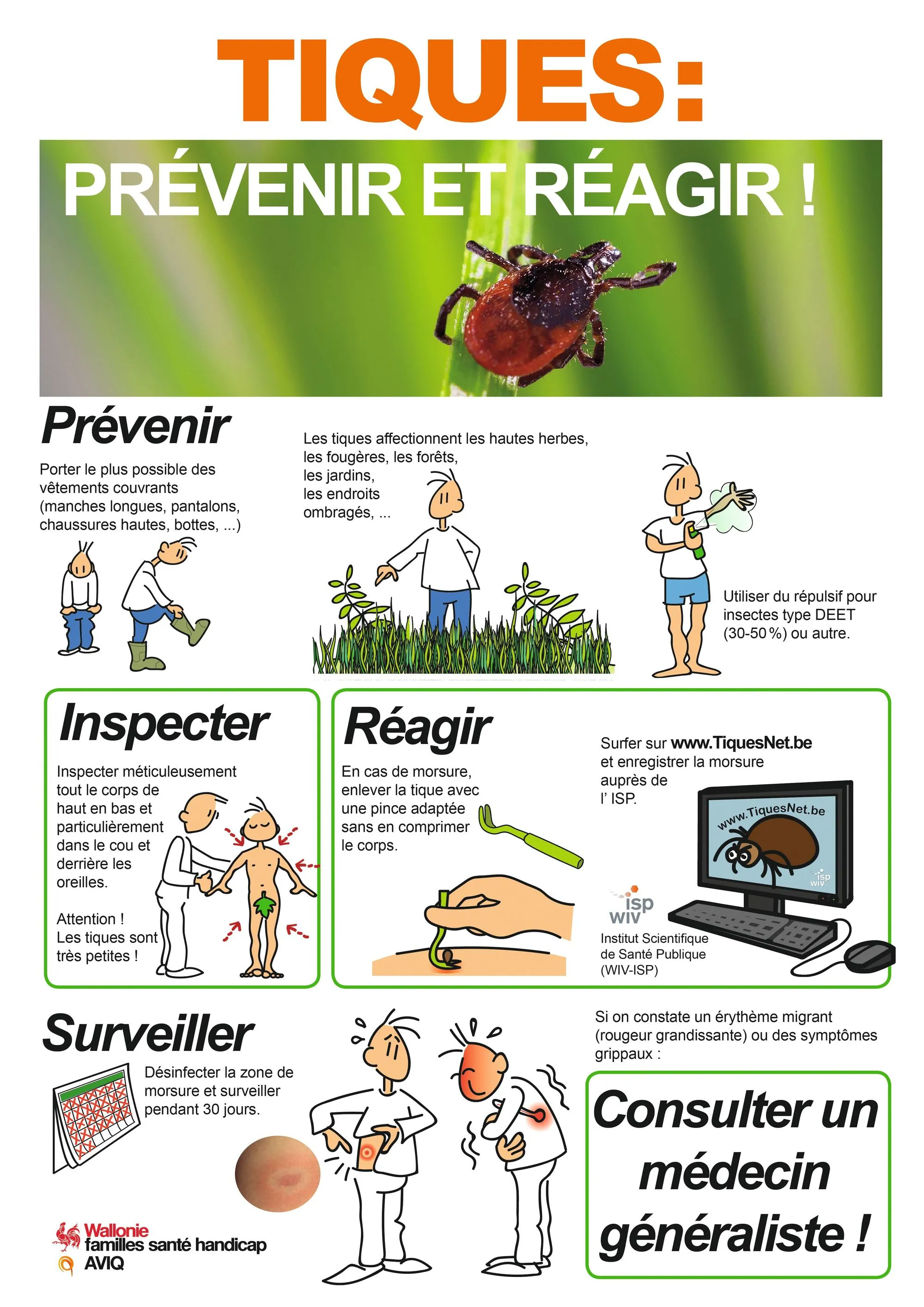 Affiche de prévention de l'Agence pour une vie de qualité (AVIQ, Belgique).