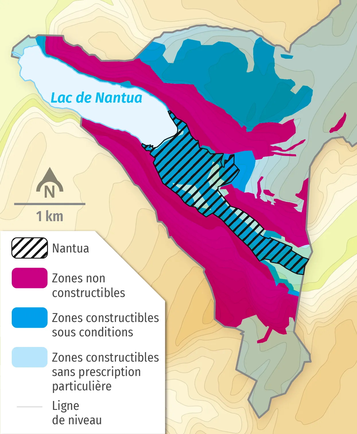 Carte du plan de prévention des risques naturels de Nantua.