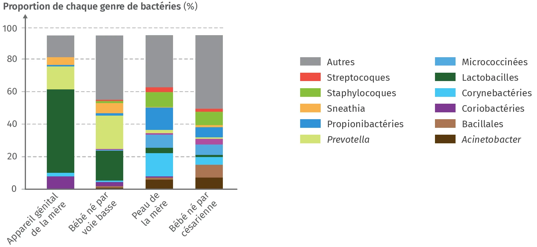 Comparaison du microbiote des mères et de leur enfant