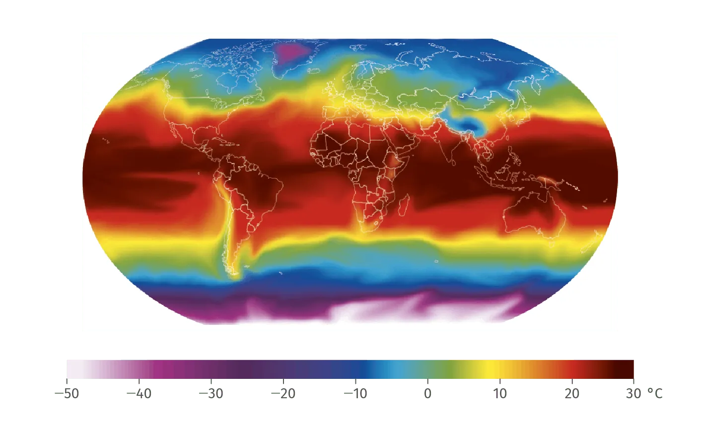 Le planisphère recensant les températures moyennes sur la Terre et la carte des climats