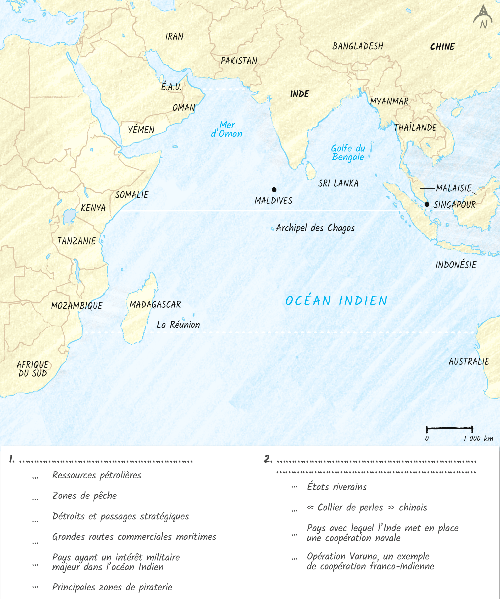 L océan Indien Un Espace Maritime Majeur Dans La Mondialisation Croquis Quel rôle joue l'océan Indien dans les stratégies des acteurs régionaux et  internationaux ? | Lelivrescolaire.fr