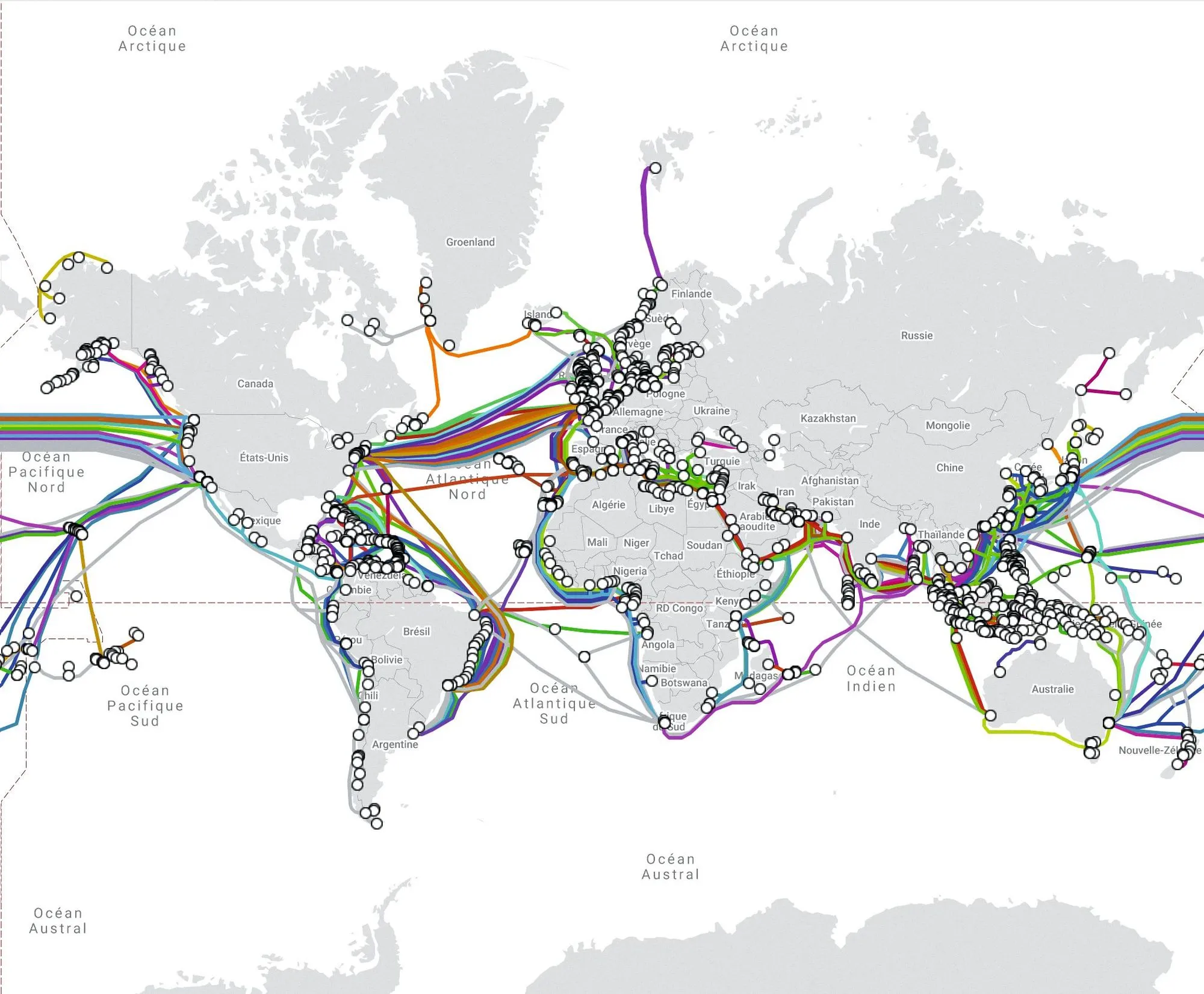 Le réseau mondial de câbles sous-marins