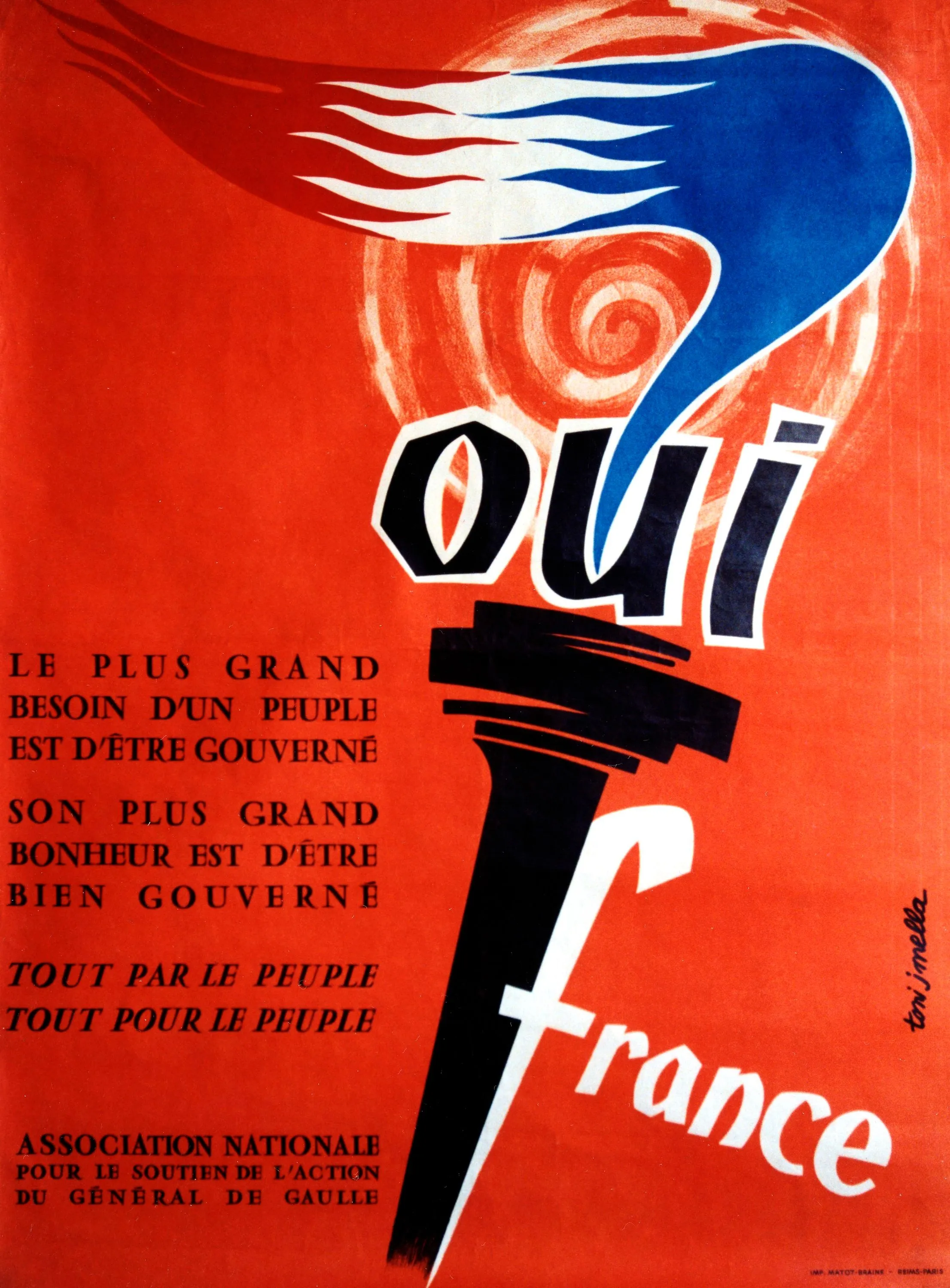Affiche de l'Association nationale pour le soutien de l'action du général de Gaulle, 1958