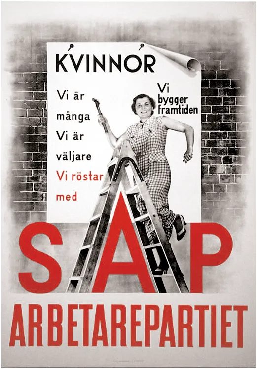 Affiche électorale du Parti social-démocrate suédois, 1936.
