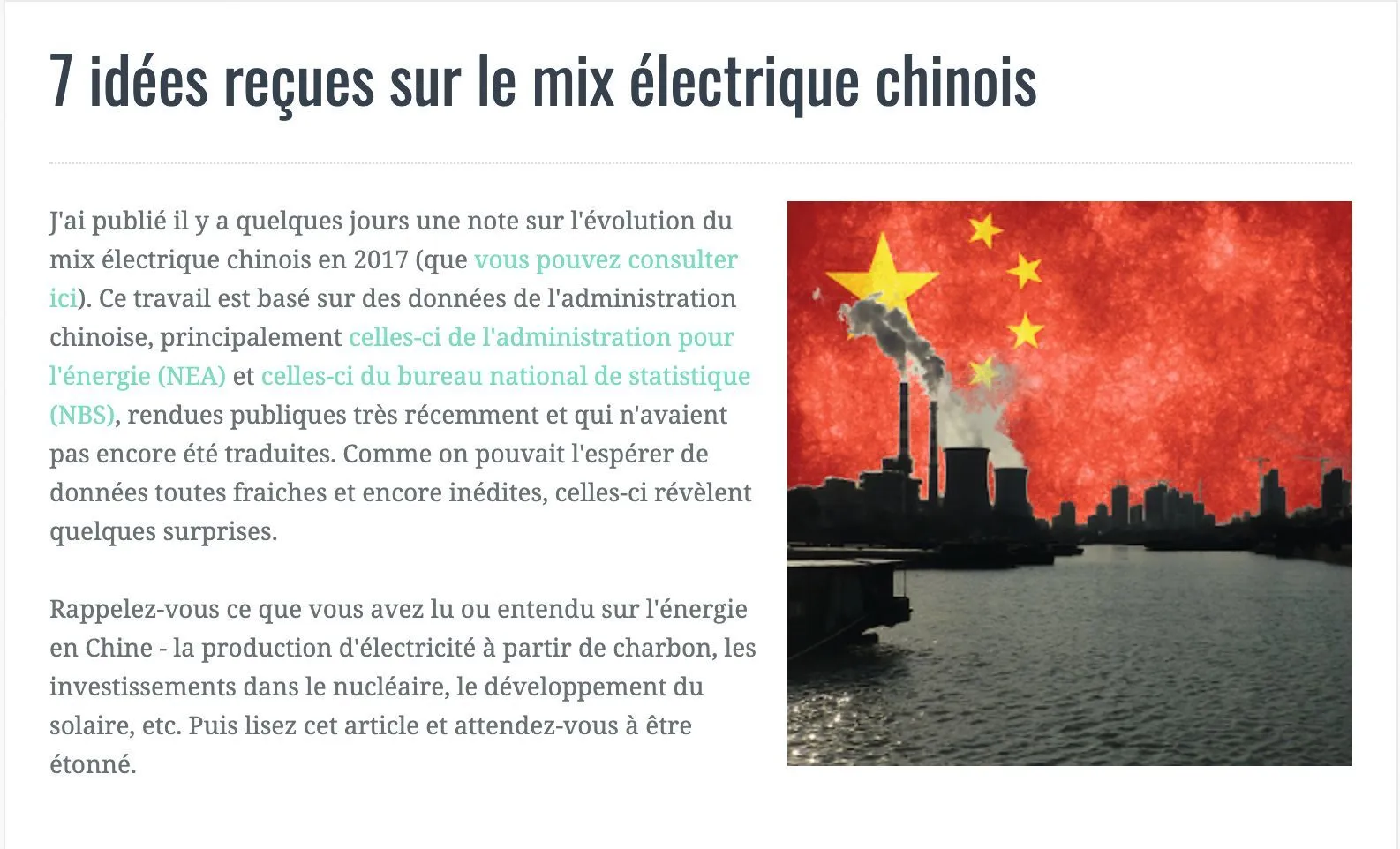 article 7 idées sur le mix électrique chinoix
