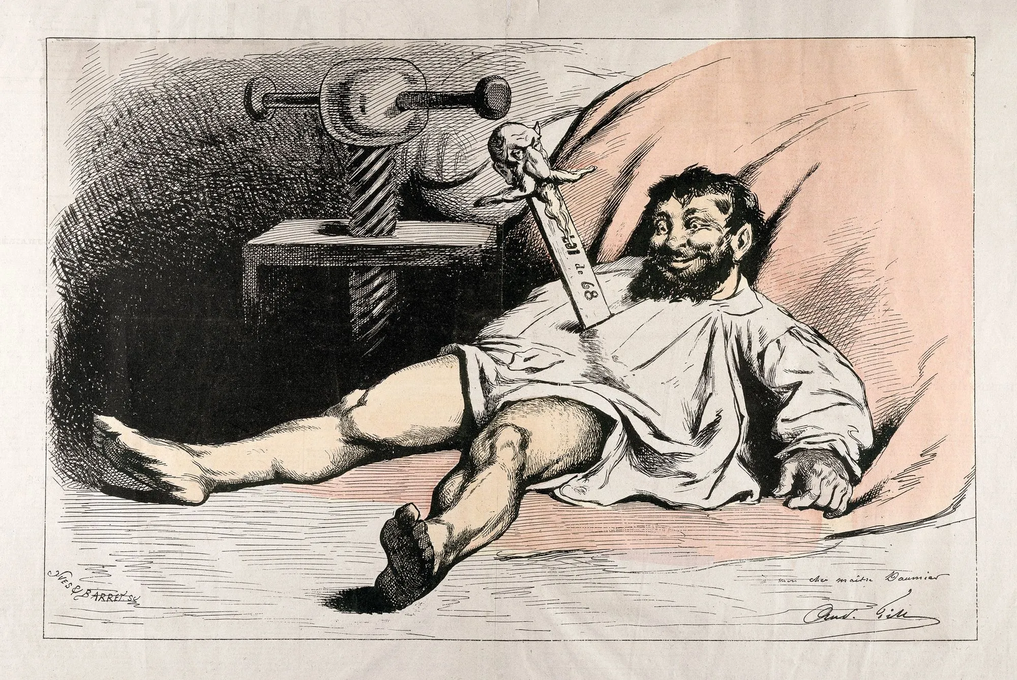 André Gill, Loi de 1868, Honoré Daumier poignardé par Napoléon III