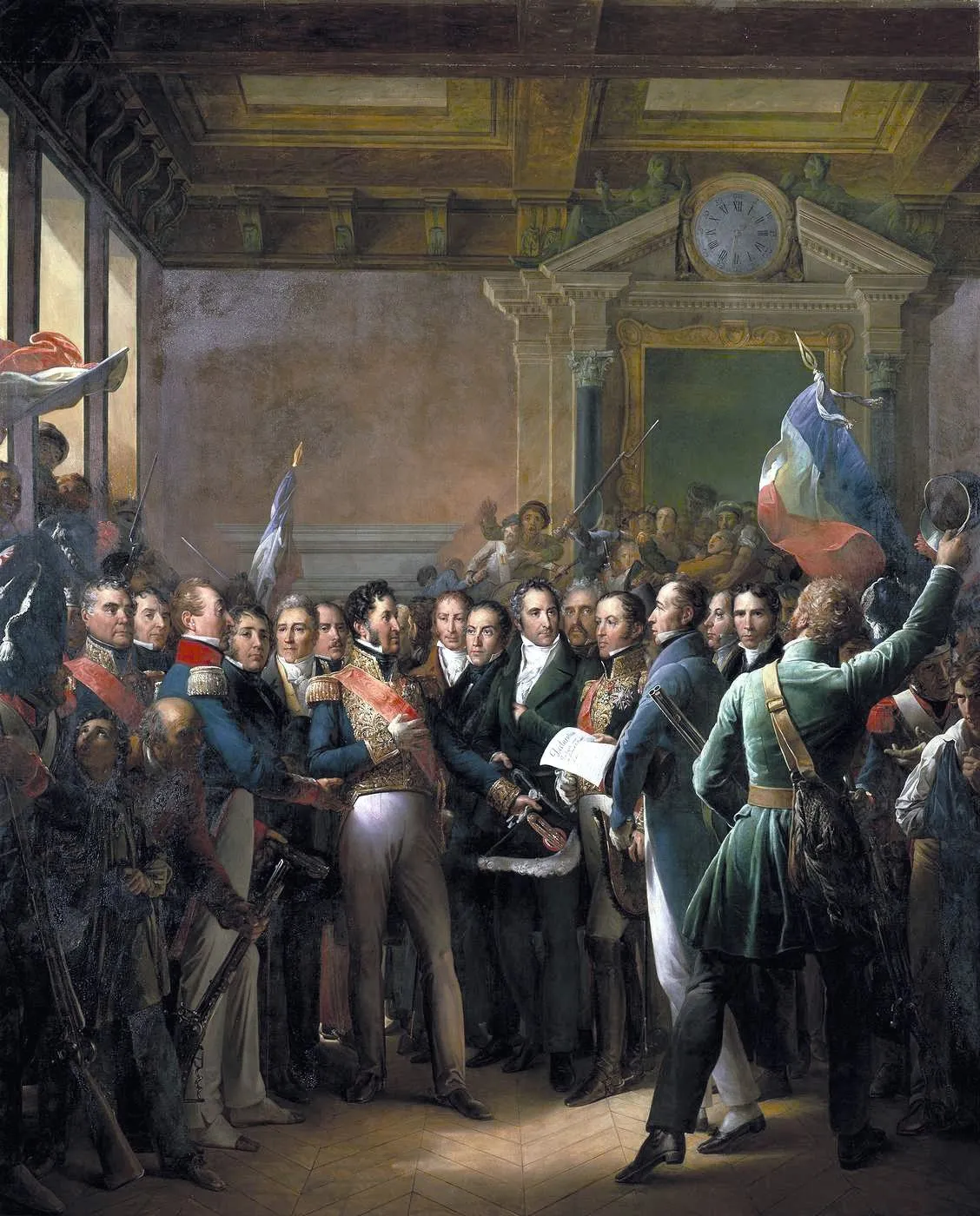 François Gérard, Lecture de la déclaration des députés proclamant le duc, 1836,
huile sur toile (détail), 550 x 442 cm, musée du Château de Versailles.
