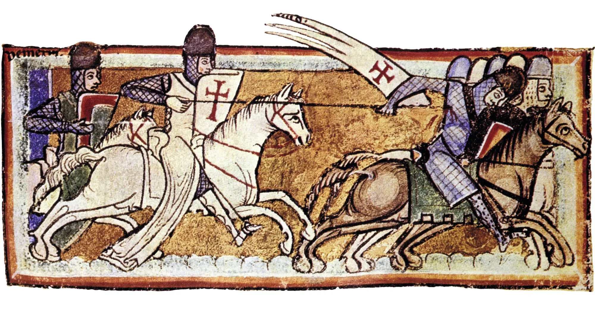 Carte de Jérusalem, enluminure (détail), dans une Bible illustrée, v. 1190, Koninklijke Bibliotheek, La Haye