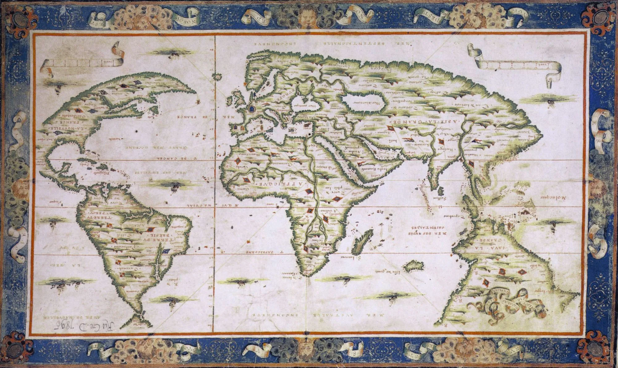 Nicolas Desliens, carte du monde, 1566