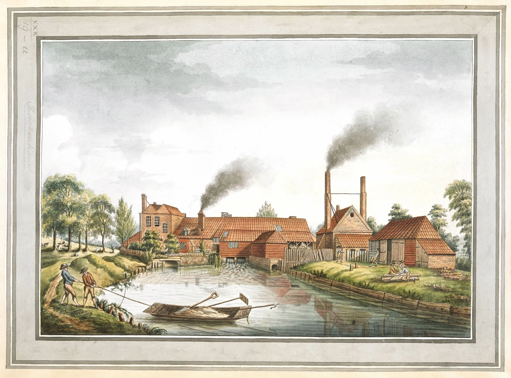 Anonyme, A drawn View of the Copper Mills on Twickenham Common, 1795, dessin, 31,5 x 43,5 cm, British Library, Londres
