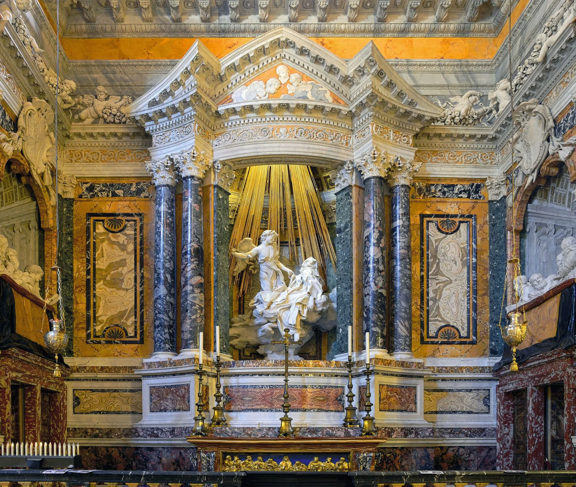 Le Bernin, sculpture en marbre, 1652, chapelle Cornaro de l'église baroque Santa Maria della Vittoria, Rome