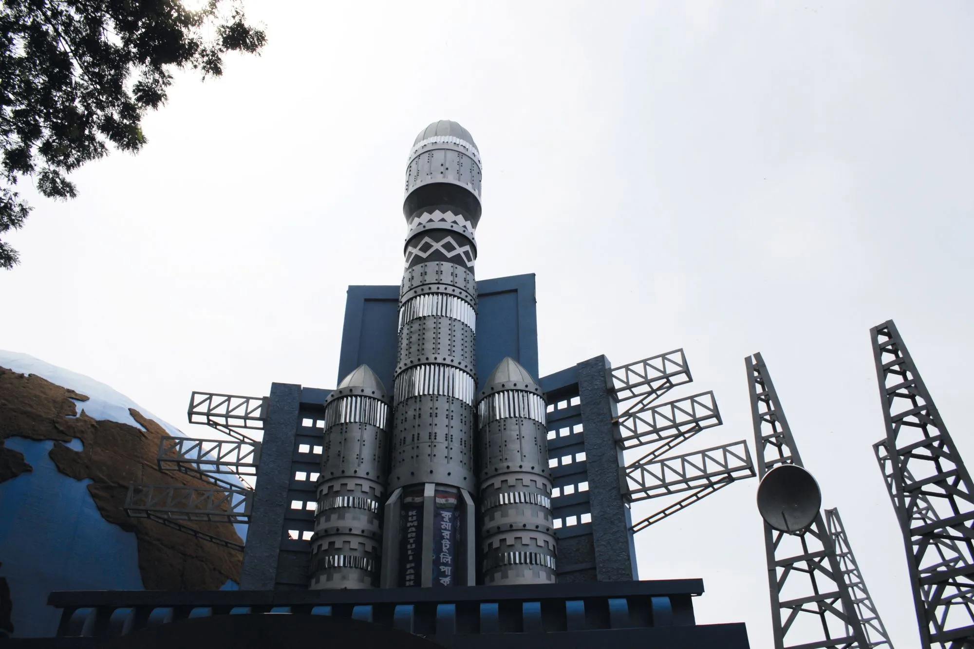 Space Rocket and towers theme during Durga Puja Festival, India, 2019.