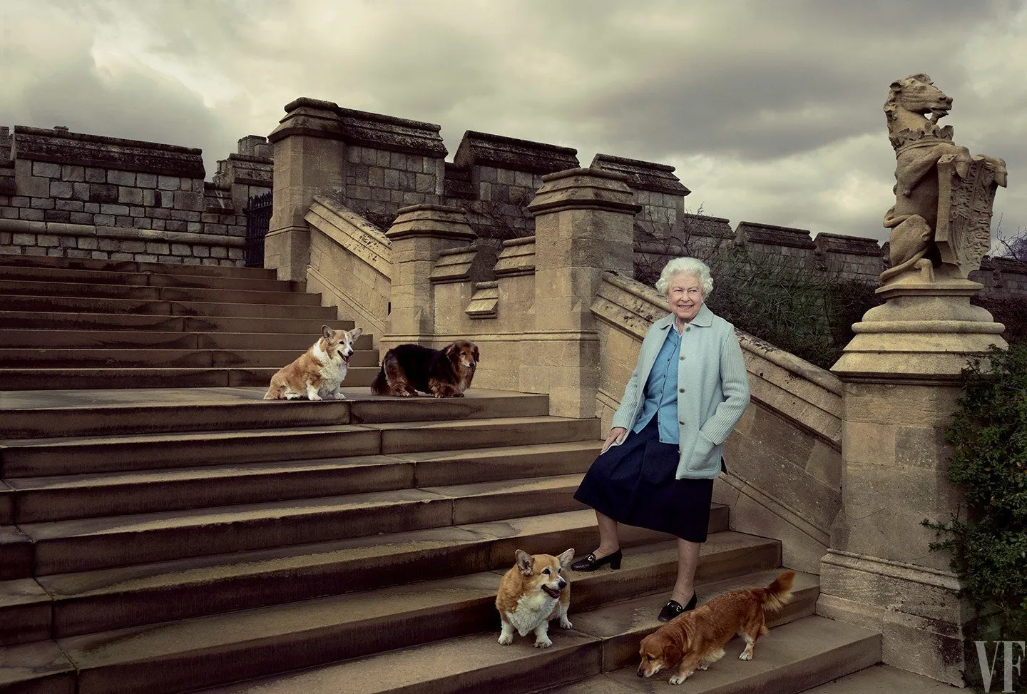 Queen Elizabeth II and her corgis, Vanity Fair, Annie Leibovitz, 2016