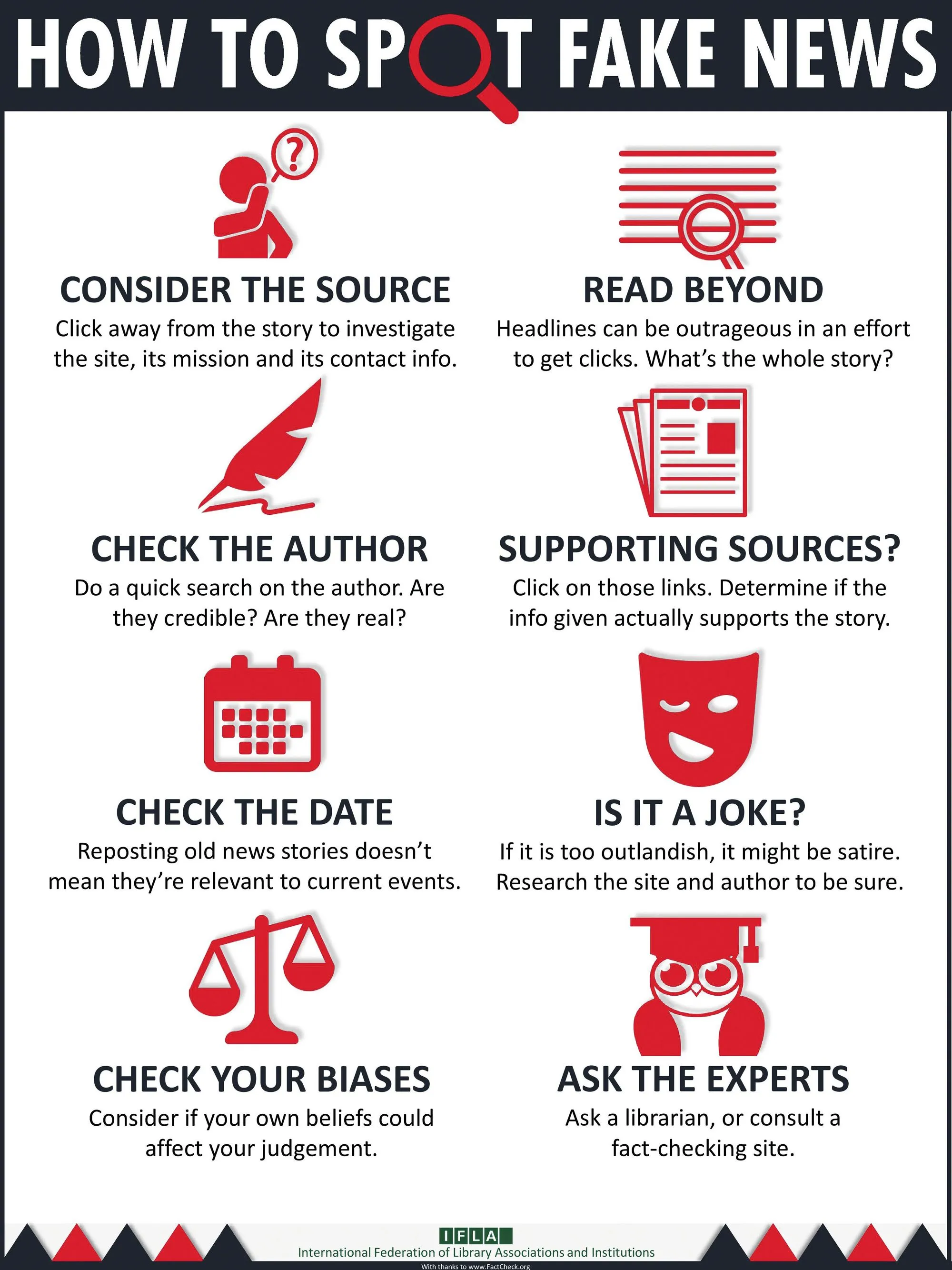 “How to Spot Fake News”, IFLA.org, 2017.