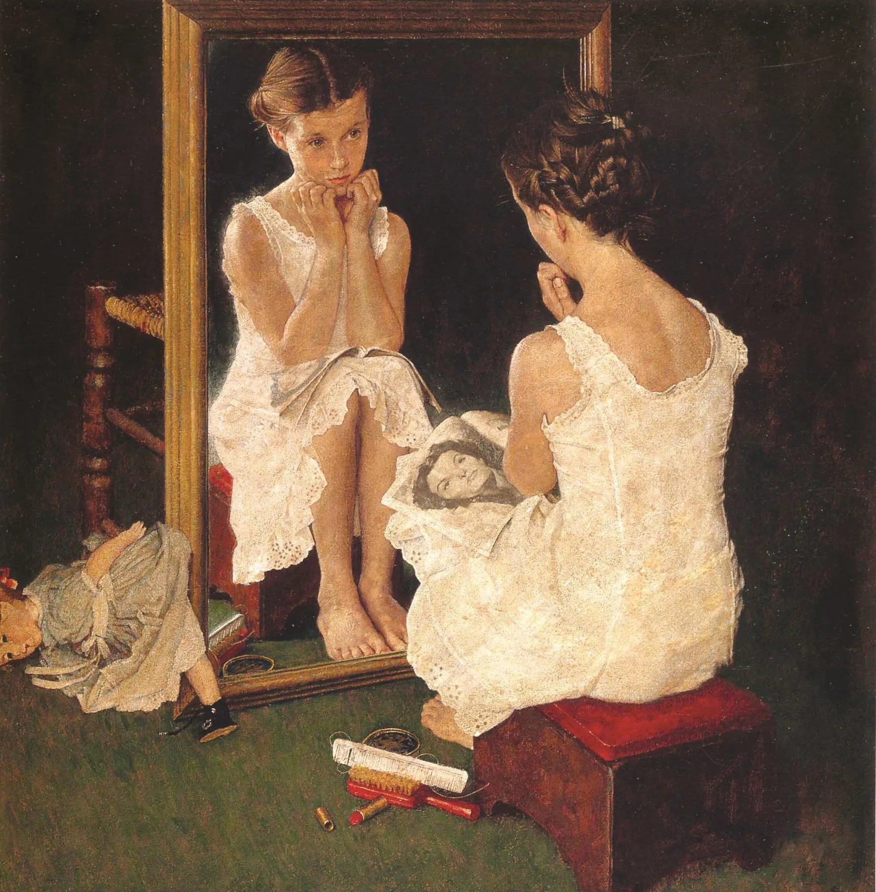 Girl at a Mirror, Norman Rockwell, 1954.