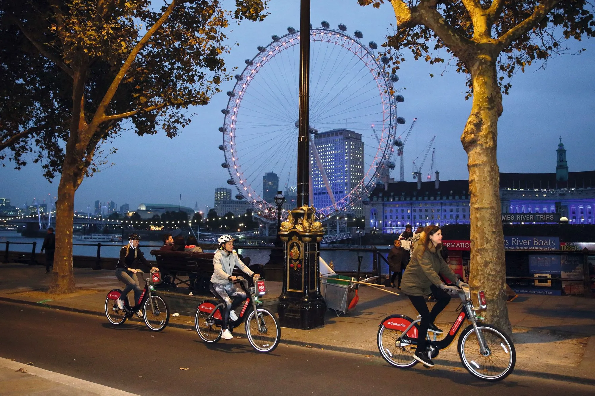 Cyclists on the cycle superhighway near the London Eye, 2016.