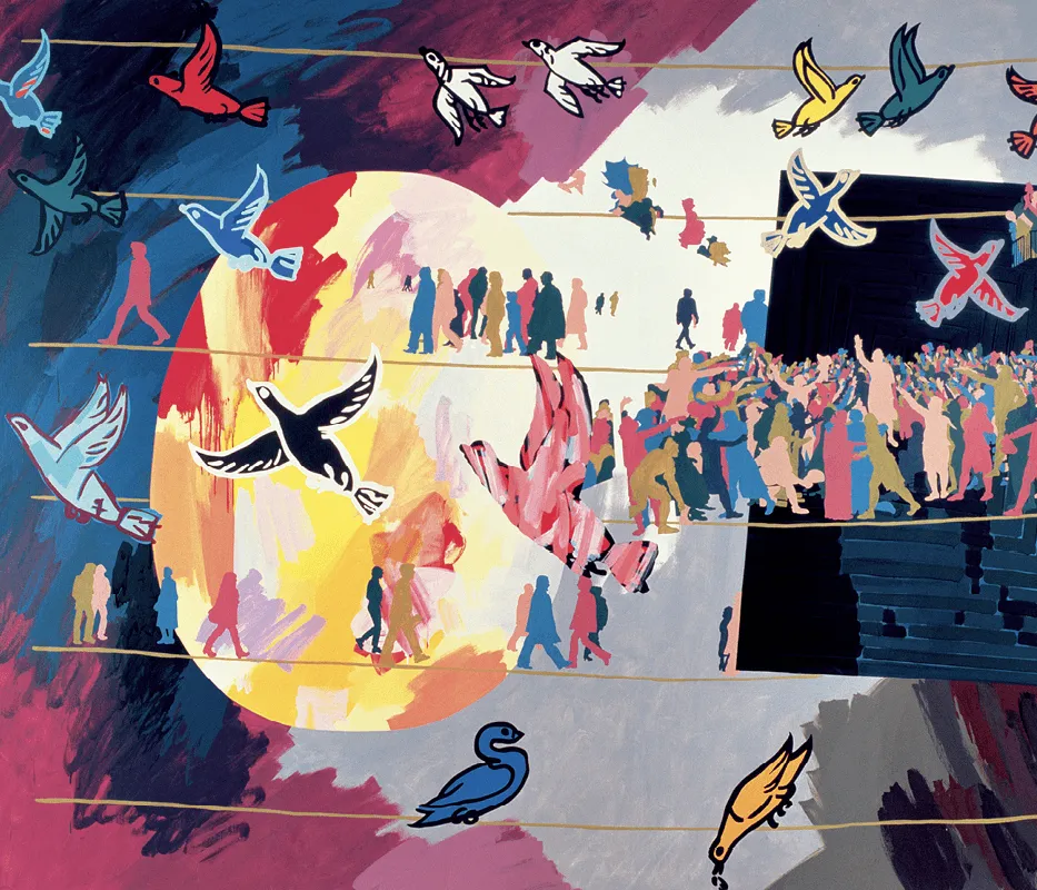 Gérard Fromanger, Lumières
du Serment du jeu de Paume
(détail), série L'Atelier de la
Révolution, 1988-1989, huile
sur toile, collection privée