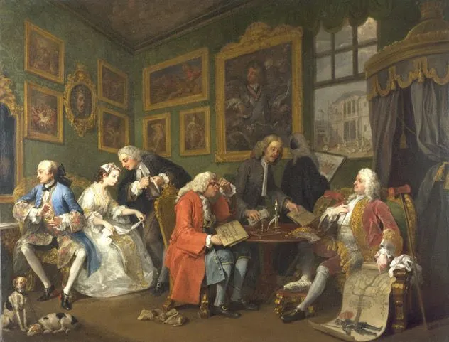 William Hogarth, Le Contrat de
mariage, 1743, huile sur toile,
70 × 91 cm, National Gallery,
Londres