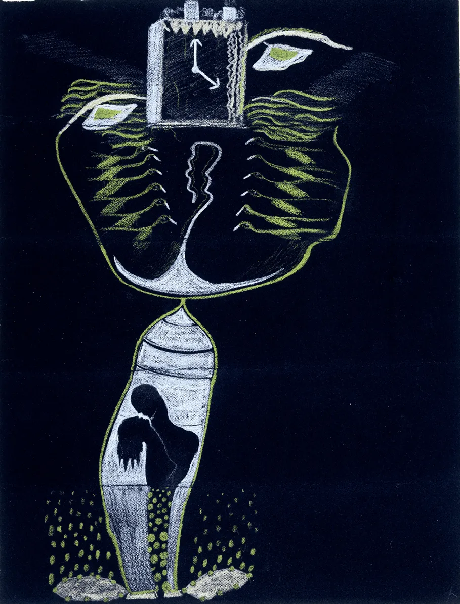 André Breton, Valentine Hugo et alii, Cadavre exquis, 1931,
crayons de couleur sur papier noir, 31,6 x 24 cm, Centre Pompidou,
Paris