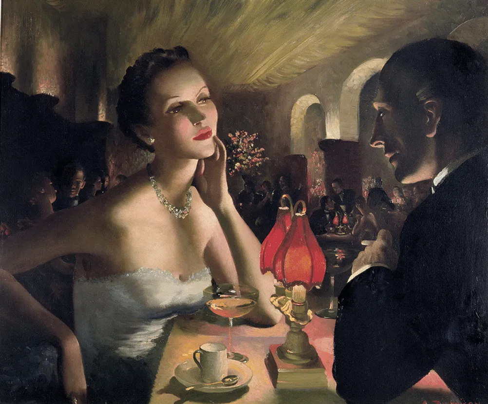 Doris Clare Zinkeisen, Diner
intime au One Hundred Club,
1950, huile sur toile,