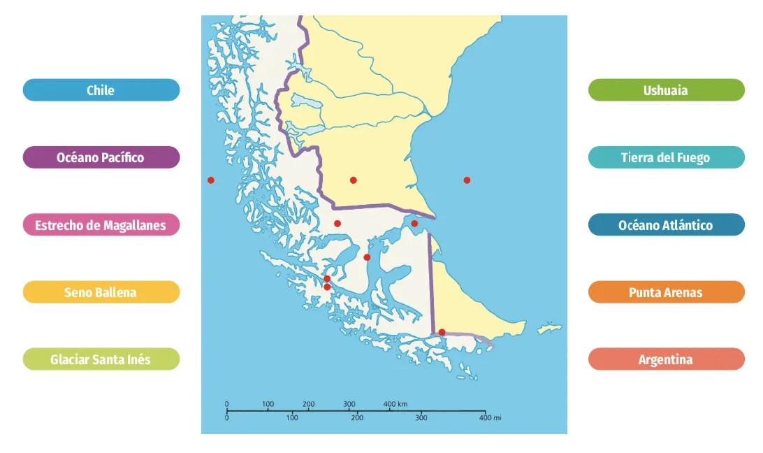 Mapa de la Patagonia