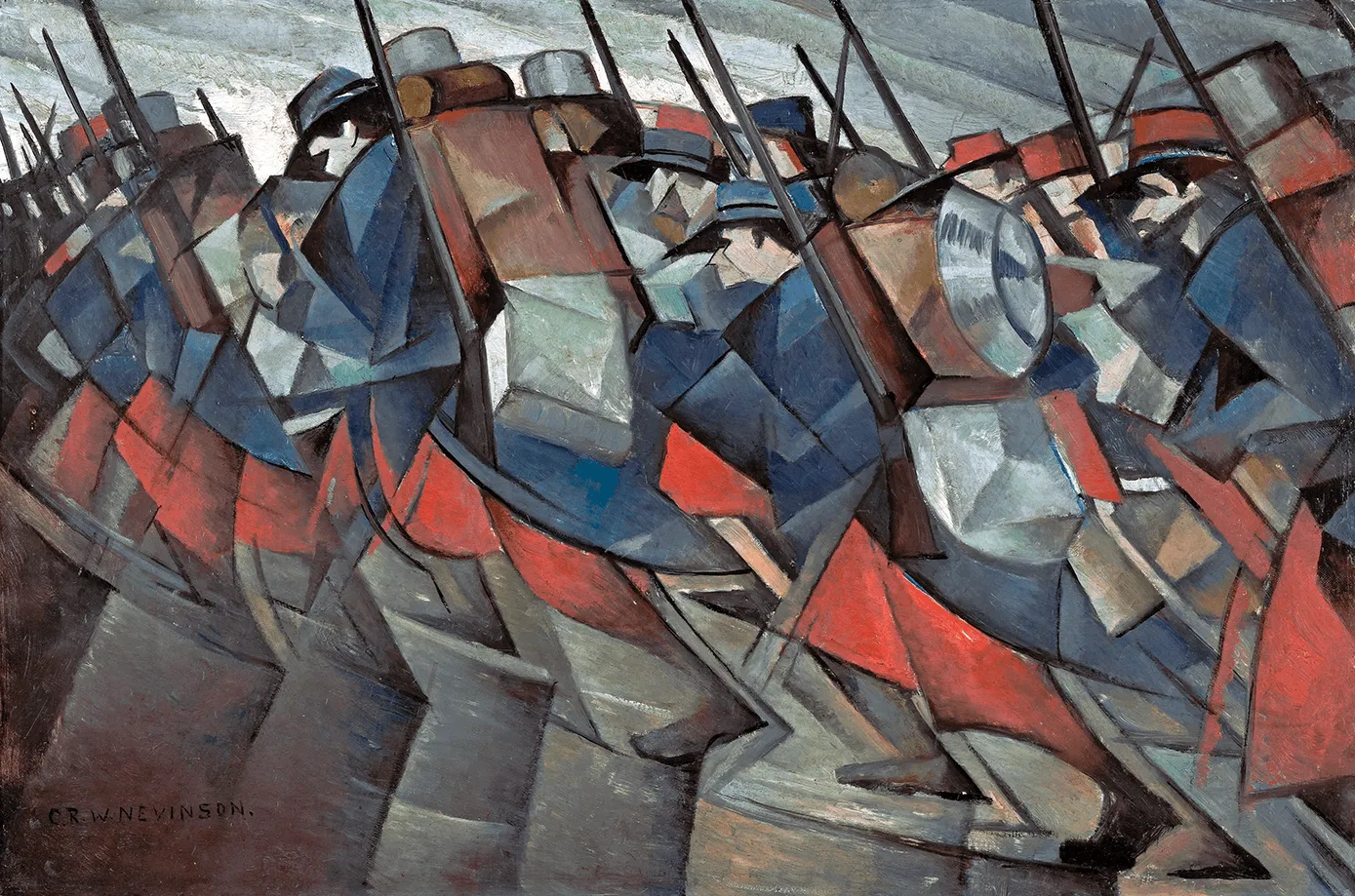 Christopher Nevinson, Retour aux tranchées, 1914,
huile sur toile