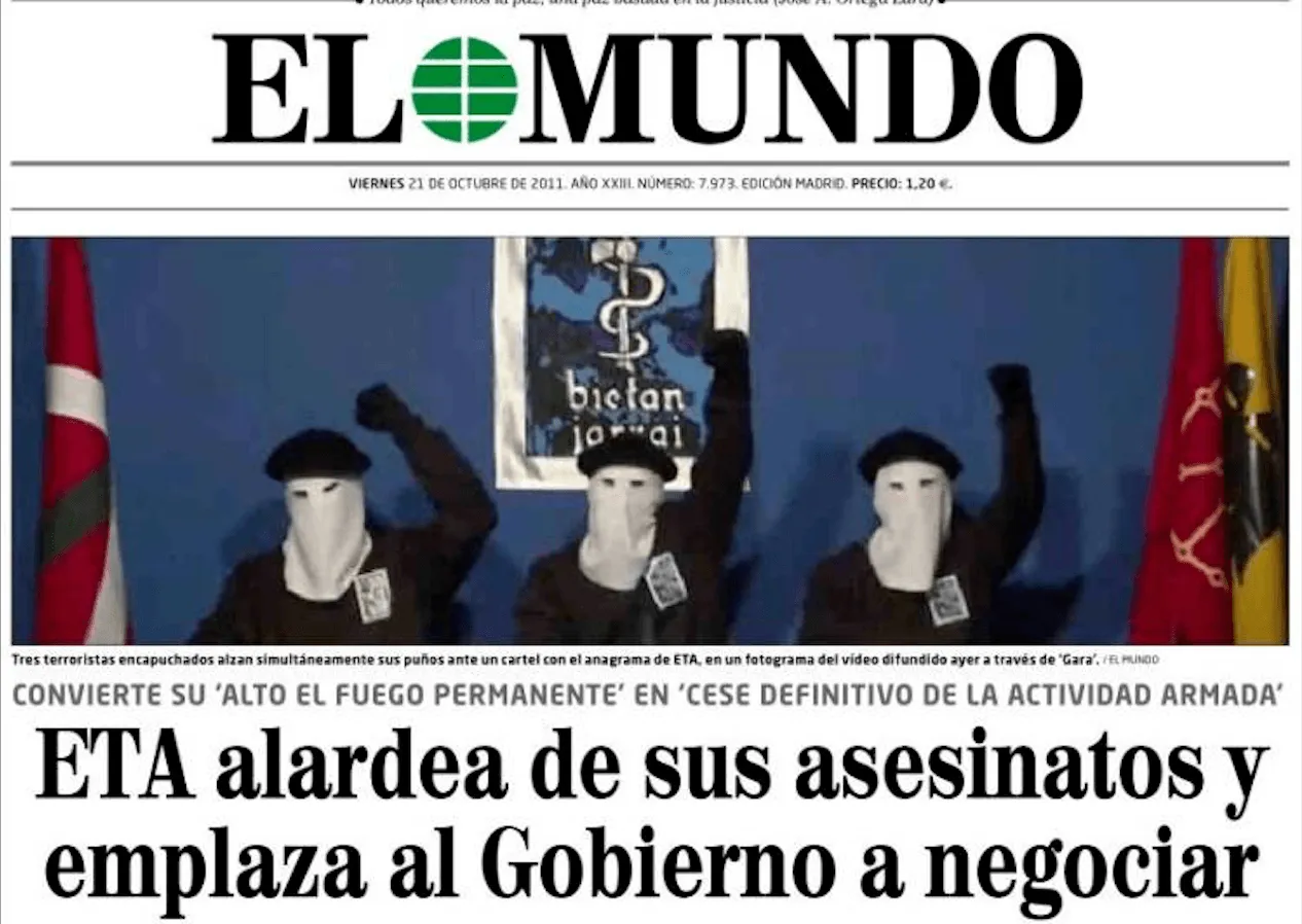 Portada del periódico El Mundo, 21/10/2011