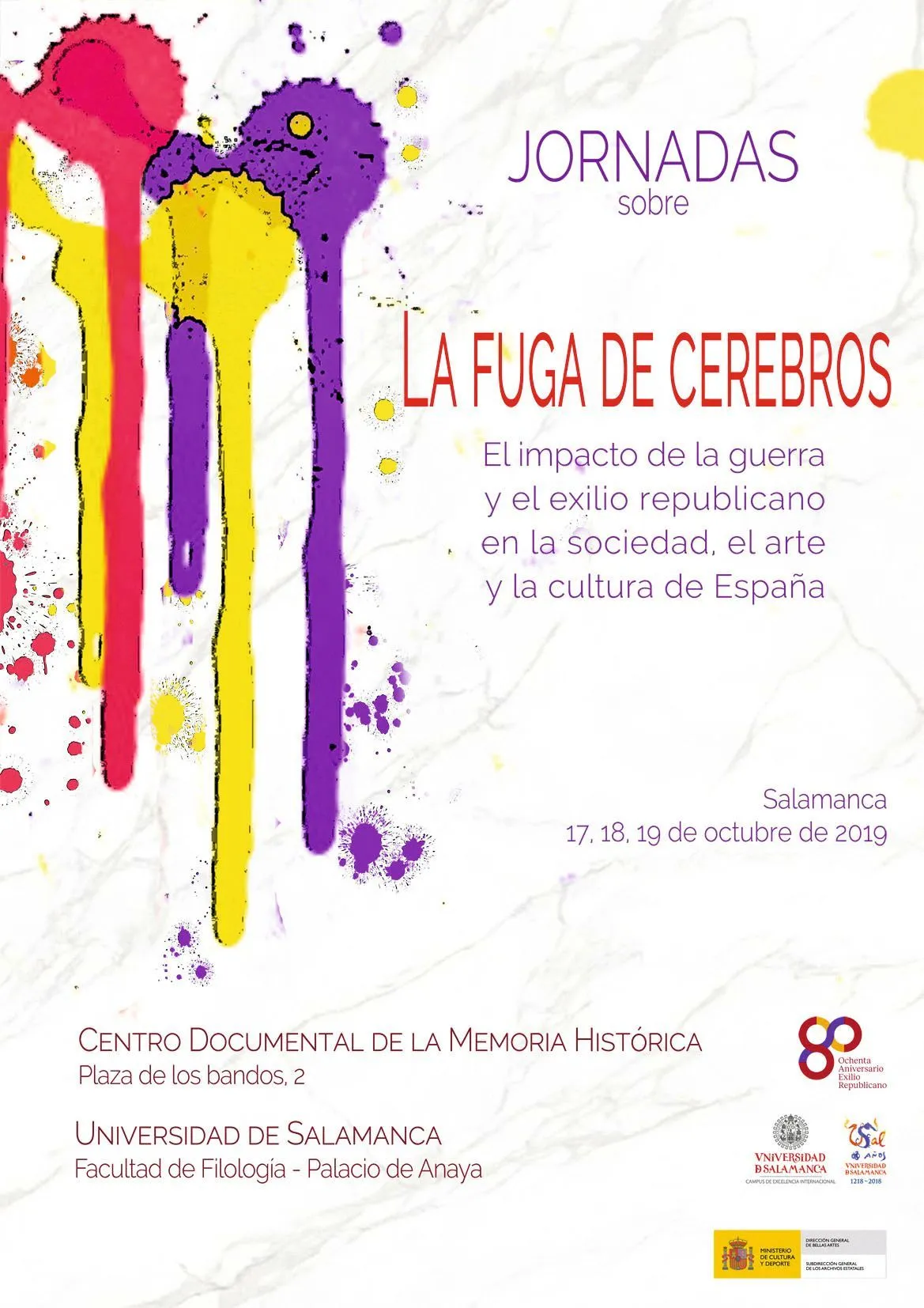 Cartel de las jornadas La fuga de cerebros, Centro Documental de la Memoria Histórica, 2019.