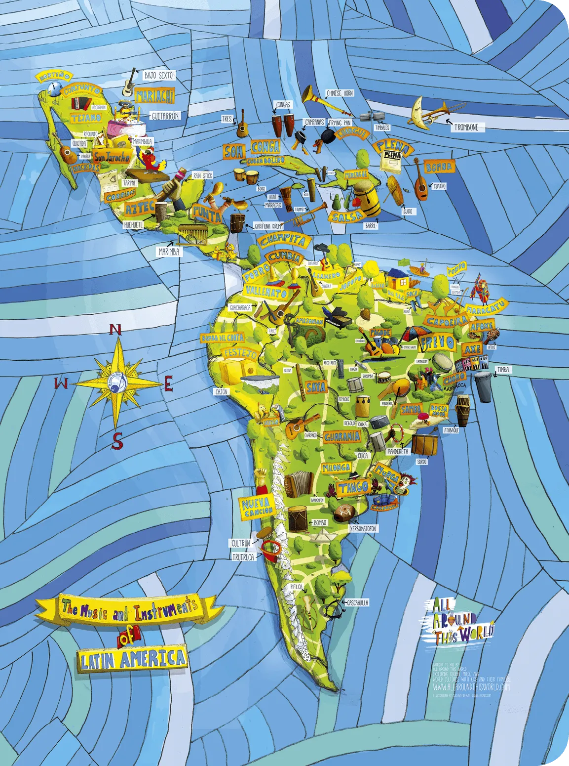 Mapa de estilos de música latinoamericanos, All Around This World, 2015.