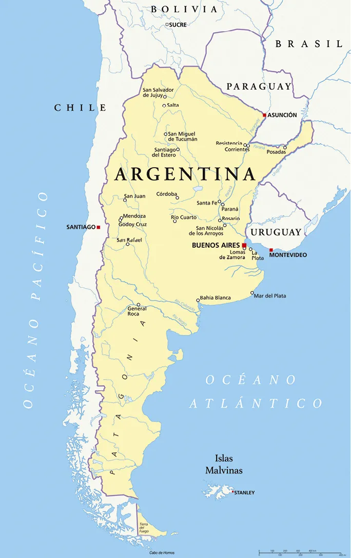 Mapa político de la Patagonia