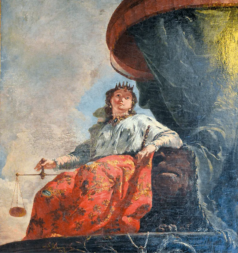 Francesco Fontebasso, Allégorie de la justice (détail), 1745, huile sur toile, 133,5 × 192 cm (musée du Louvre).
