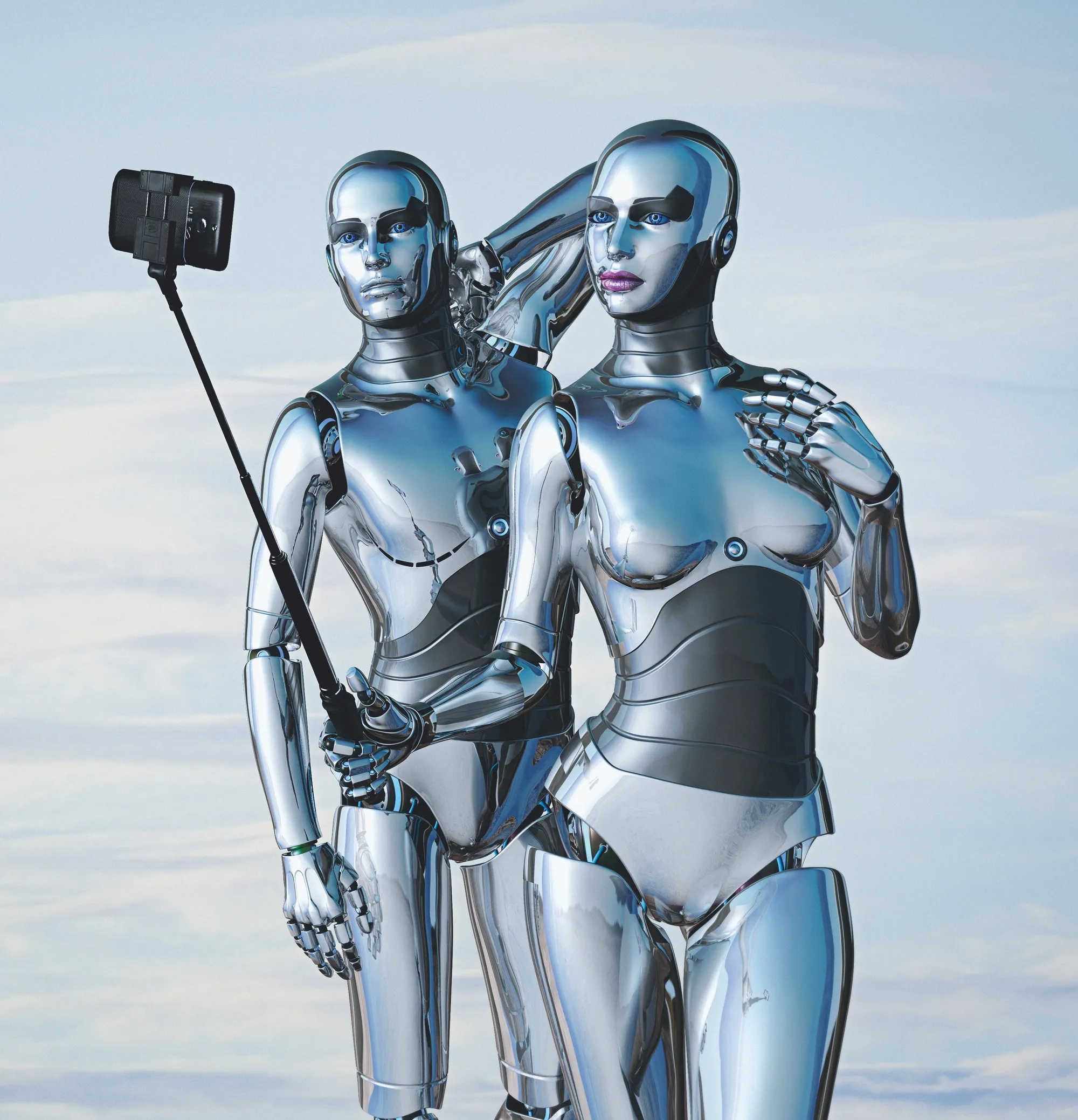 Selfie de robots : des robots humanoides sont en train de se prendre en photo