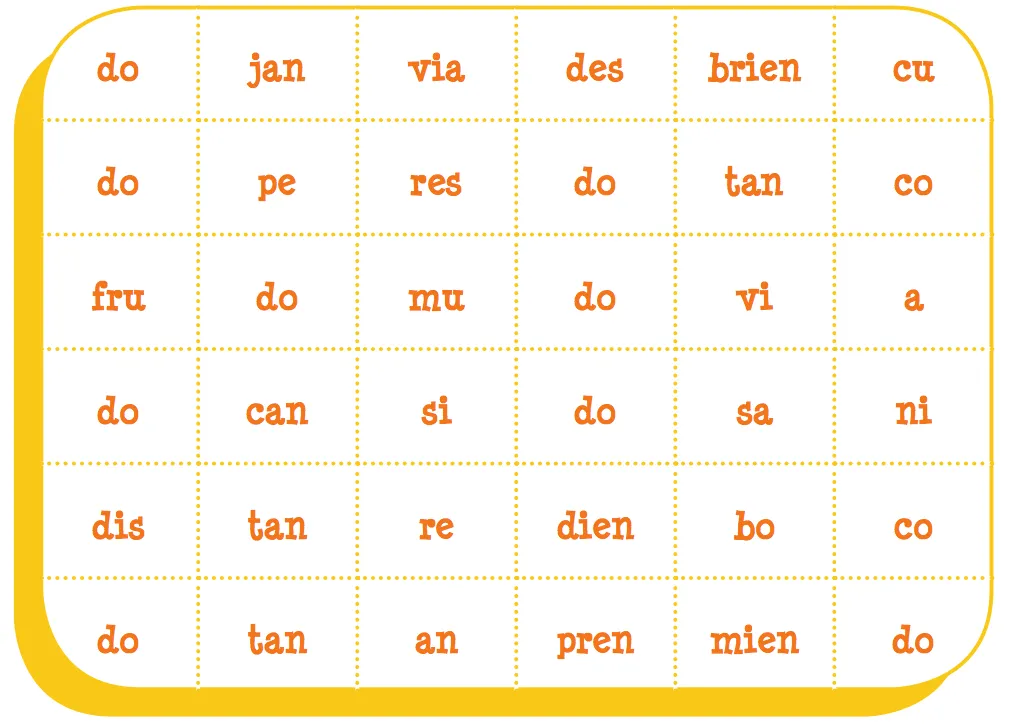 Asocia las sílabas par formar verbos en gerundio.