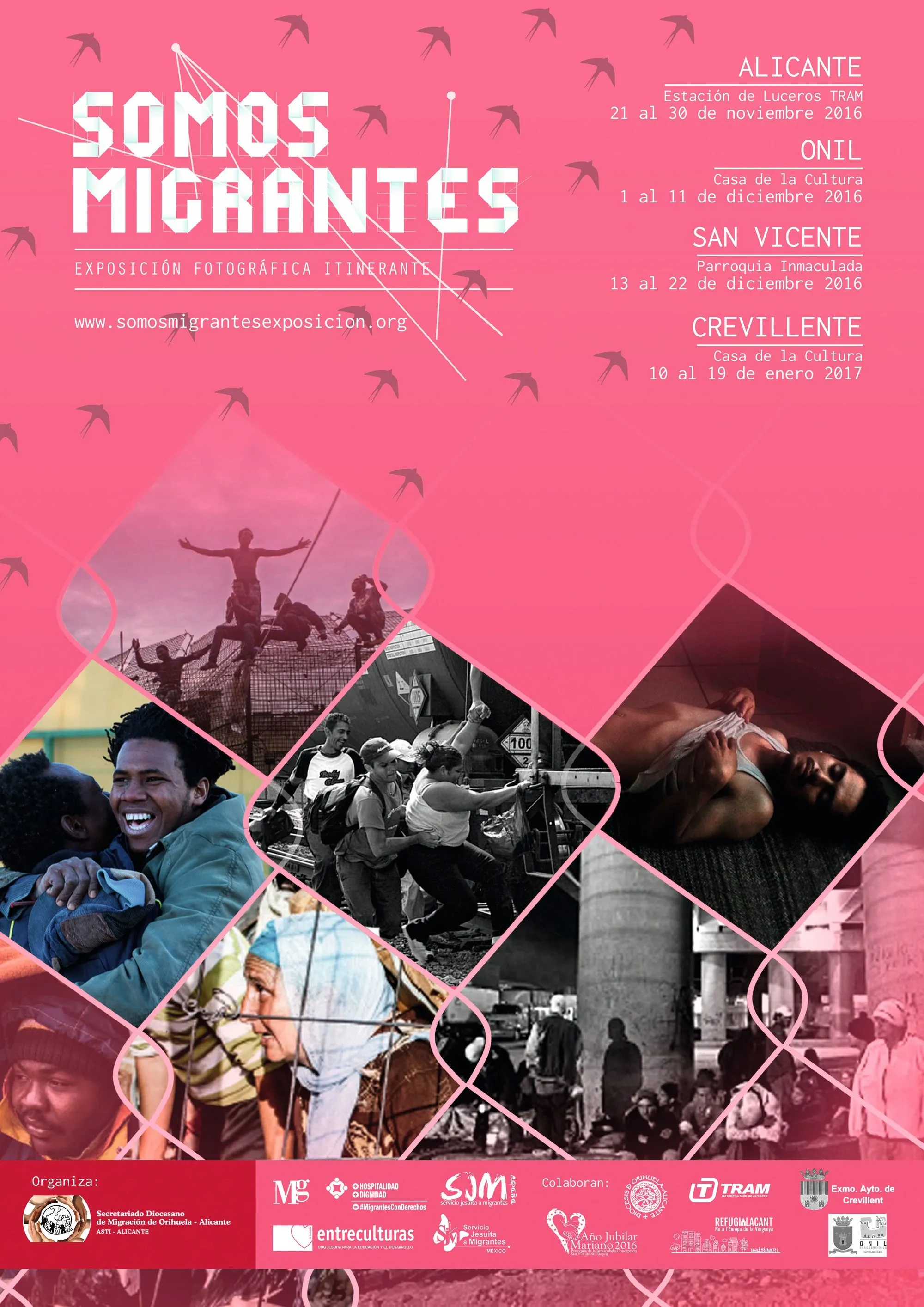 Cartel de la exposición fotográfica itinerante Somos migrantes, 2016.