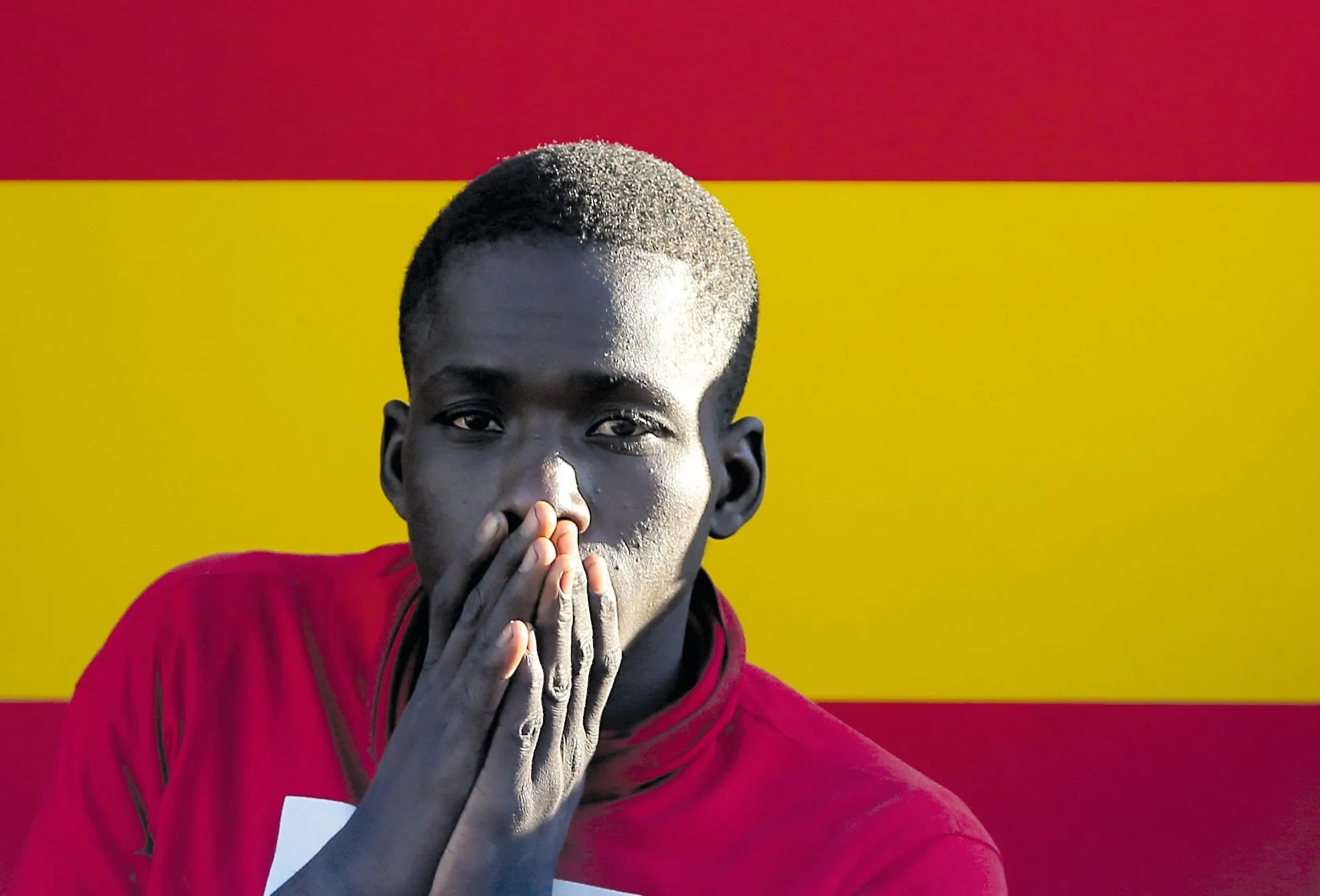 Inmigrante subsahariano en el puerto de Málaga, 2018.