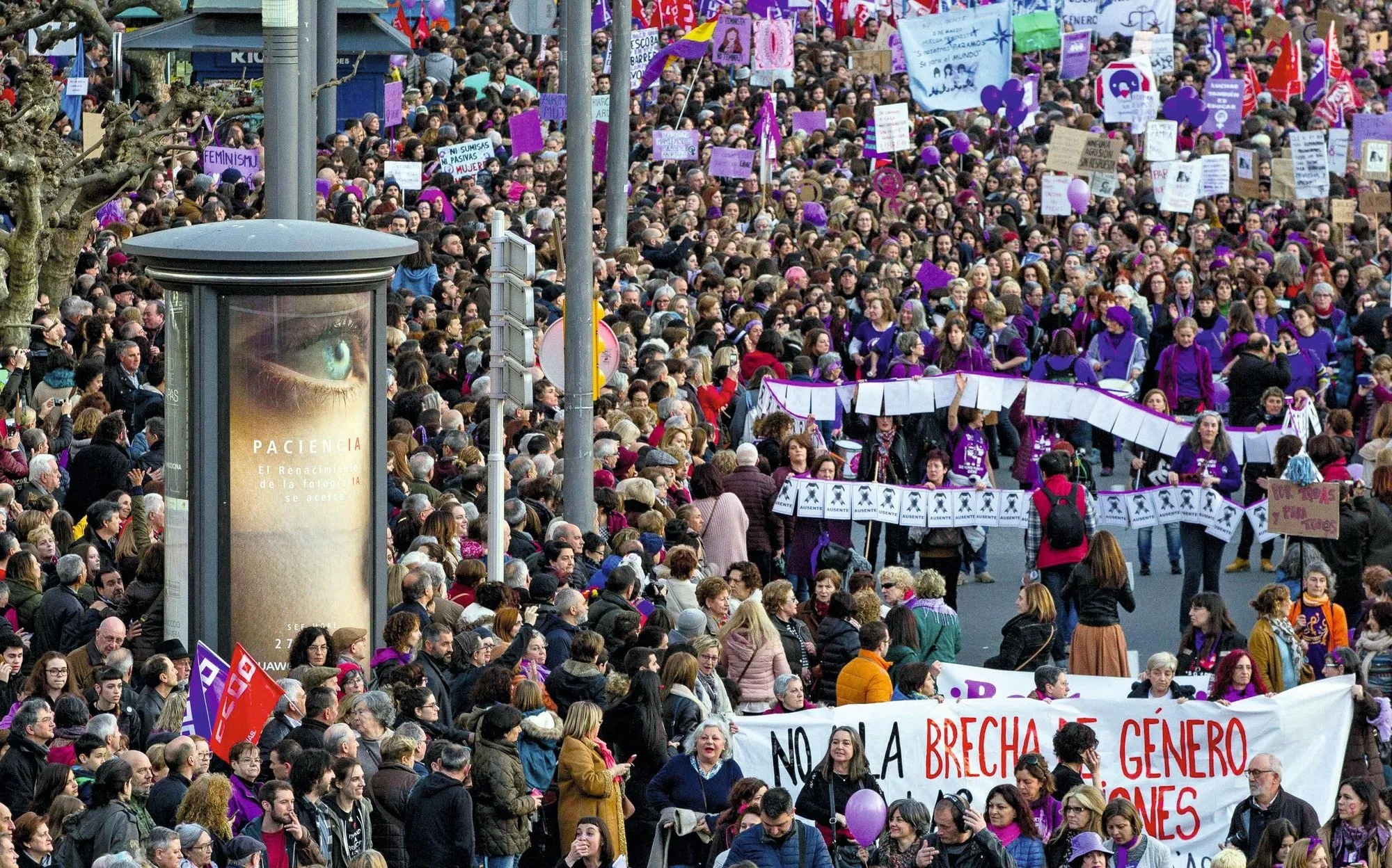 Protesta en ocasión del Día Internacional de la Mujer, Gijón, 08/03/2018.