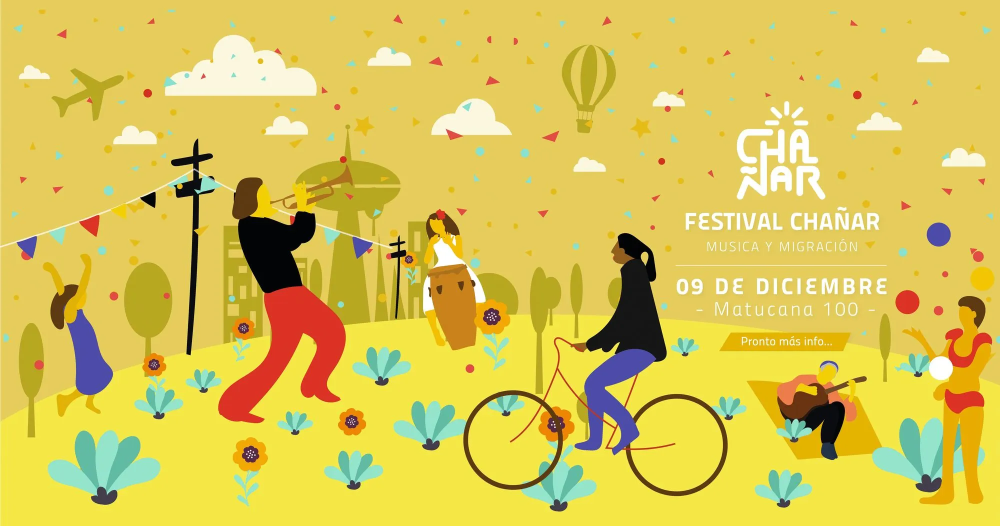 Cartel para el Festival Chañar música y migración, Chile, 2018.