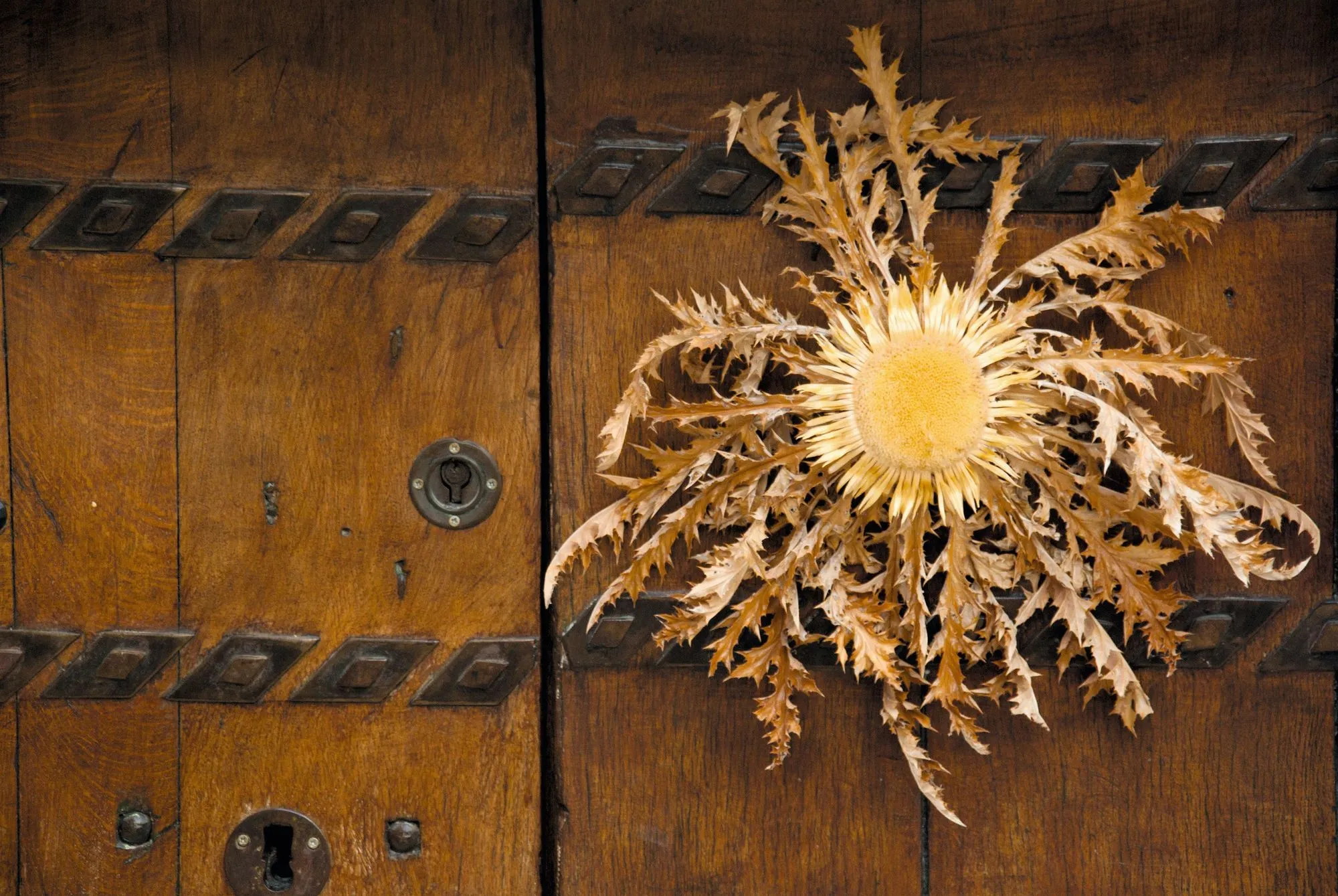 La Flor del Sol (Eguzkilore) en la puerta de una casa vasca.