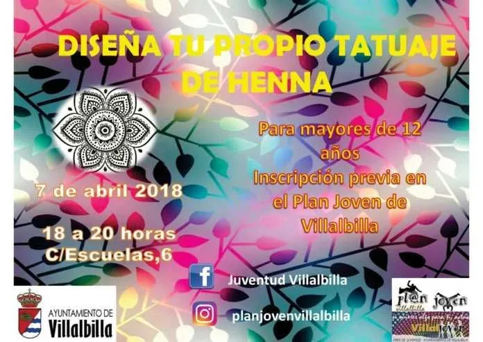 Cartel promocional de un concurso de tatuaje, Ayuntamiento de Villalbilla, Comunidad de Madrid, 2018.