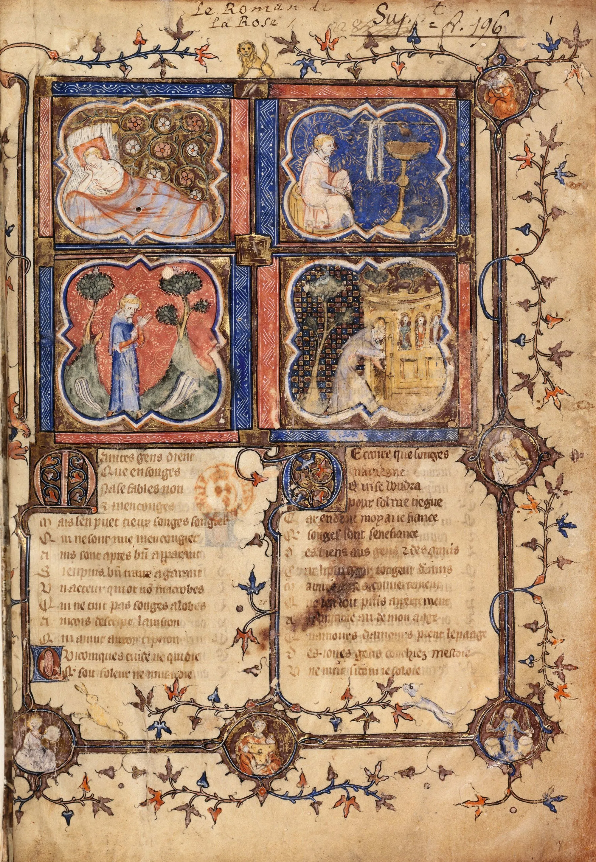 Guillaume de Lorris et Jean de Meung, Le Roman de la Rose, manuscrit du XIVe siècle