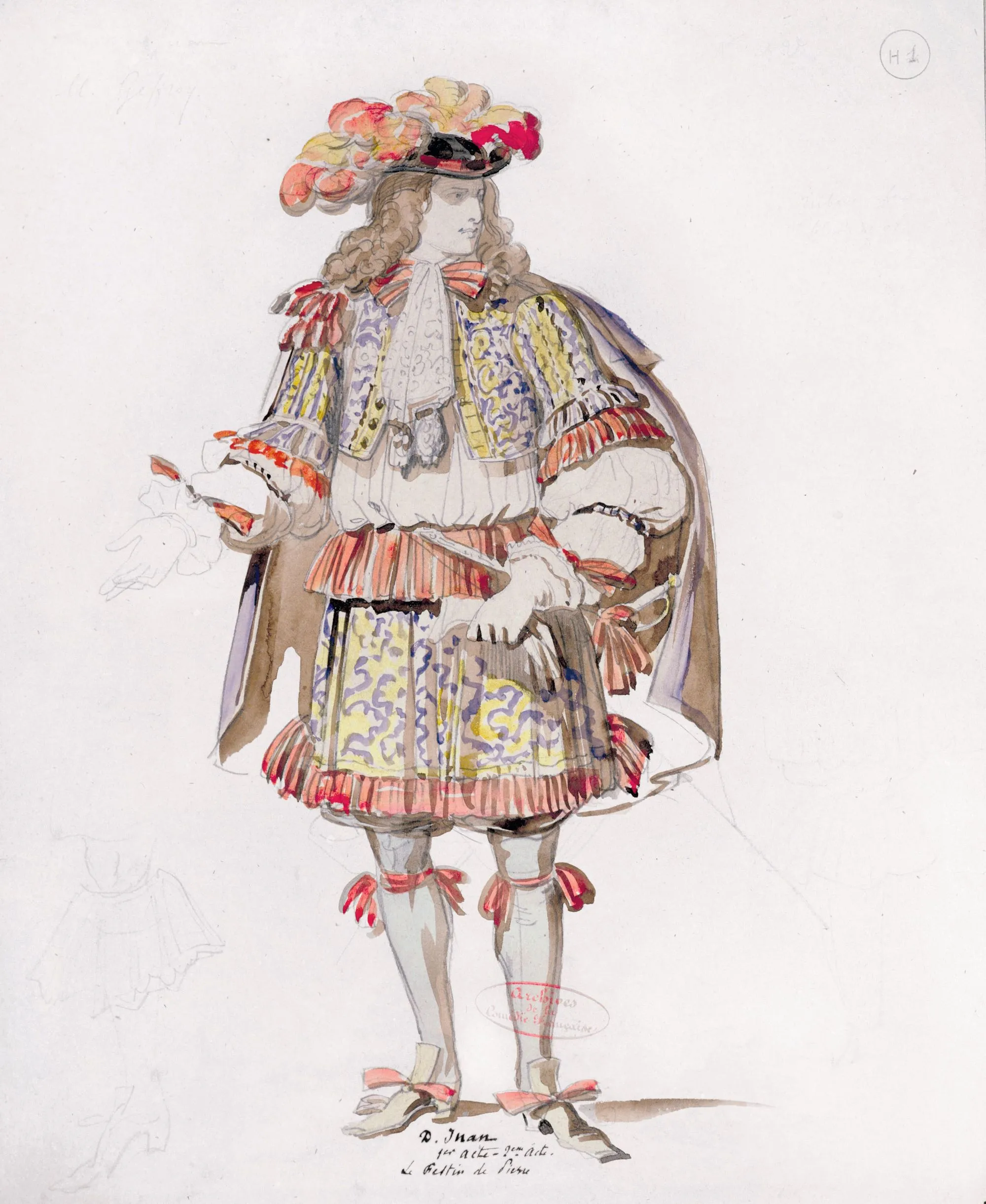 Achille Deveria, dessin pour le costume de Dom Juan, 1847.