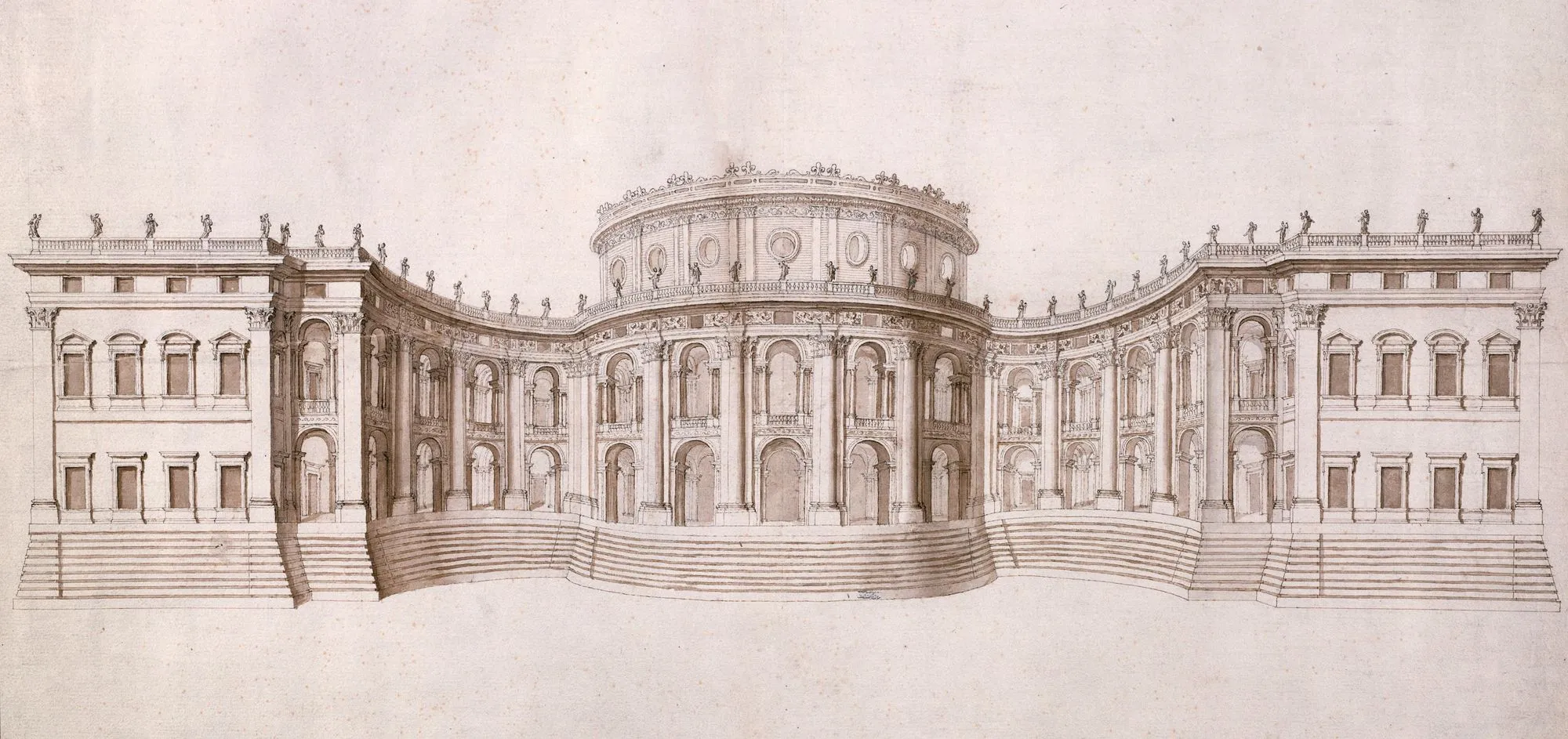 Le Bernin, projet pour l'élévation de la façade orientale du Louvre, 1664,