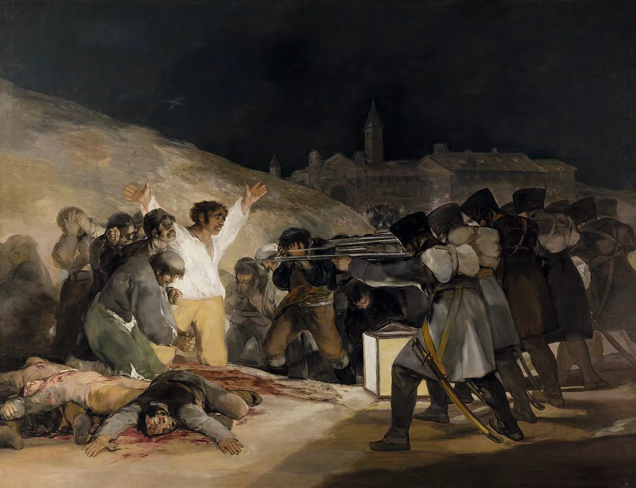 Francisco de Goya, El tres de mayo de 1808 en Madrid (le trois mai 1808
à Madrid), 1814, huile sur toile, 266 × 345 cm, musée du Prado, Madrid.