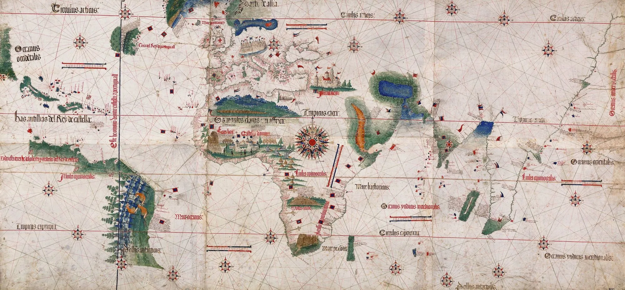 Cartographe portugais anonyme, Planisphère Cantino, 1502, Bibliothèque universitaire Estense, Modène, Italie.
