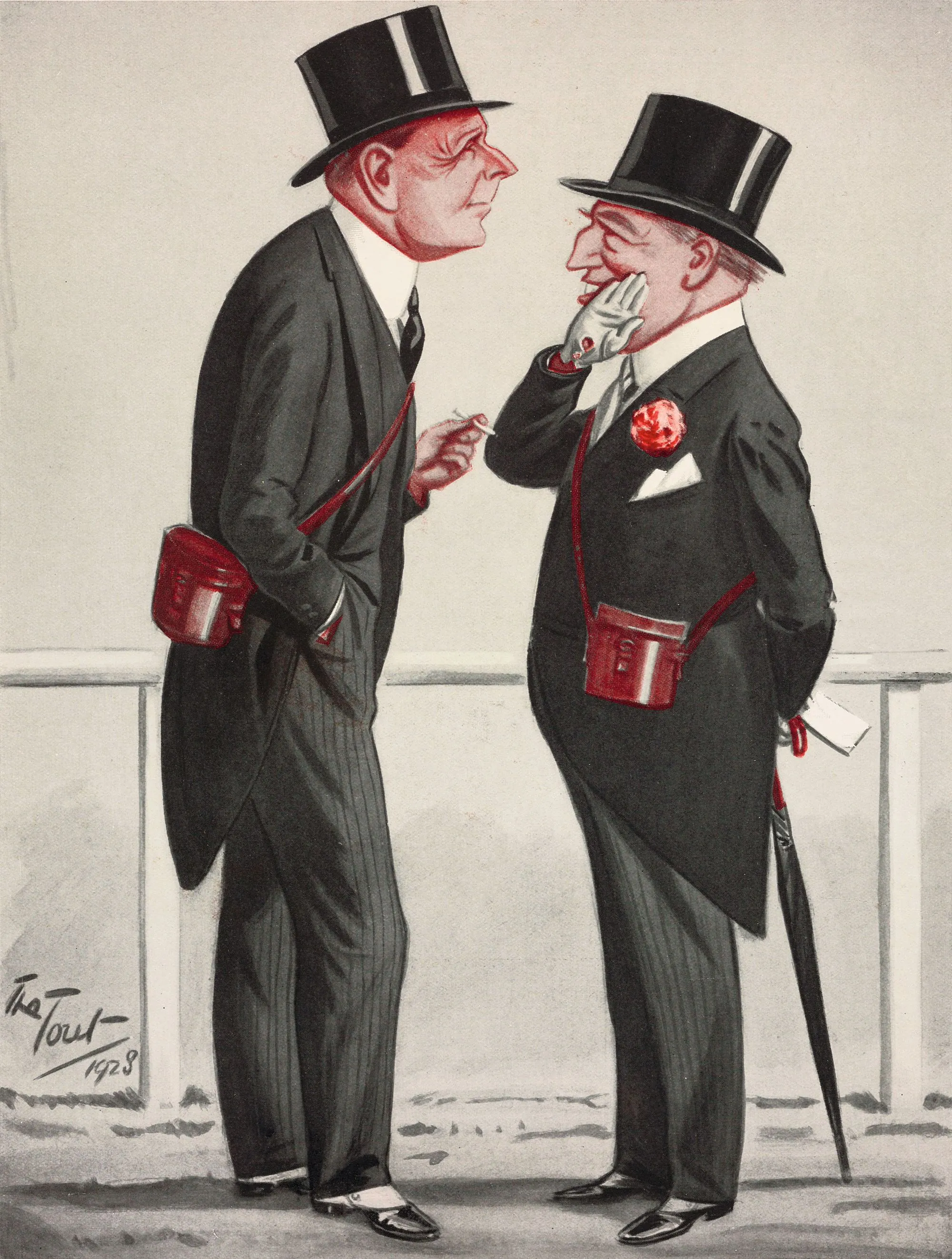 The Tout (Peter Ronald Buchanan), Sir Mathew Wilson and Sir Charles Hartopp, dessin publié dans The Tatler, le 11 juillet 1928.