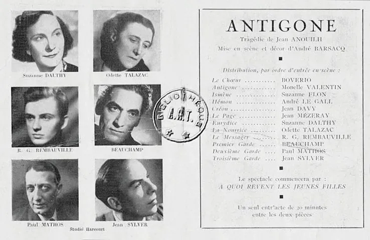 Programme pièce de théâtre Antigone