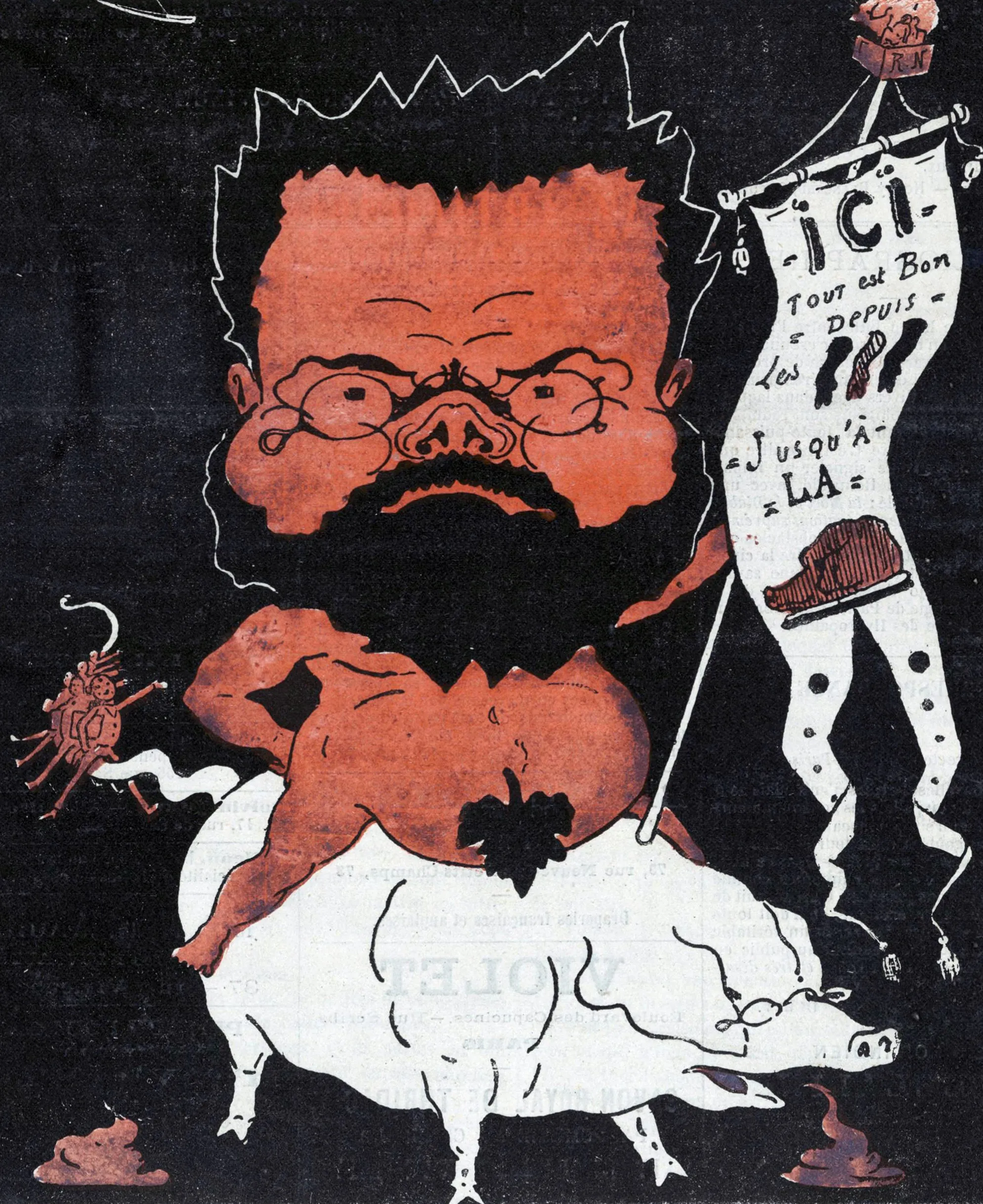 E. F. B. Bataille, dit Arthur Sapeck, La Haute École de M. Émile Zola, caricature publiée en première page de Tout-Paris, le 30 mai 1880.