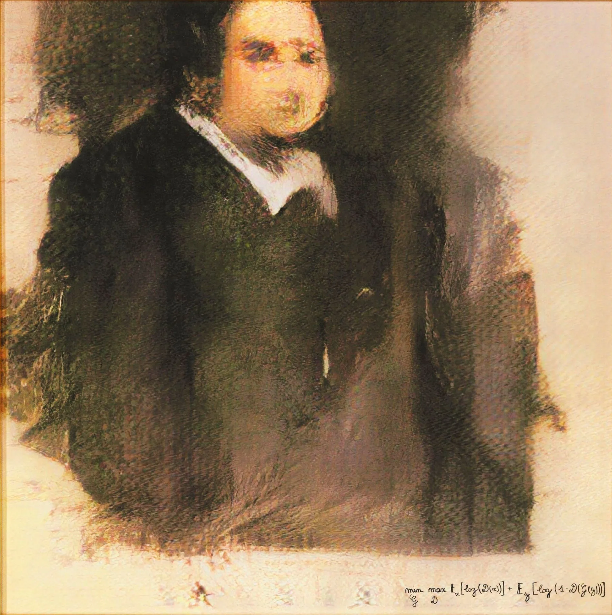Collectif Obvious, Portrait d'Edmond de Belamy, 2018, impression sur toile, 70 x 70 cm.