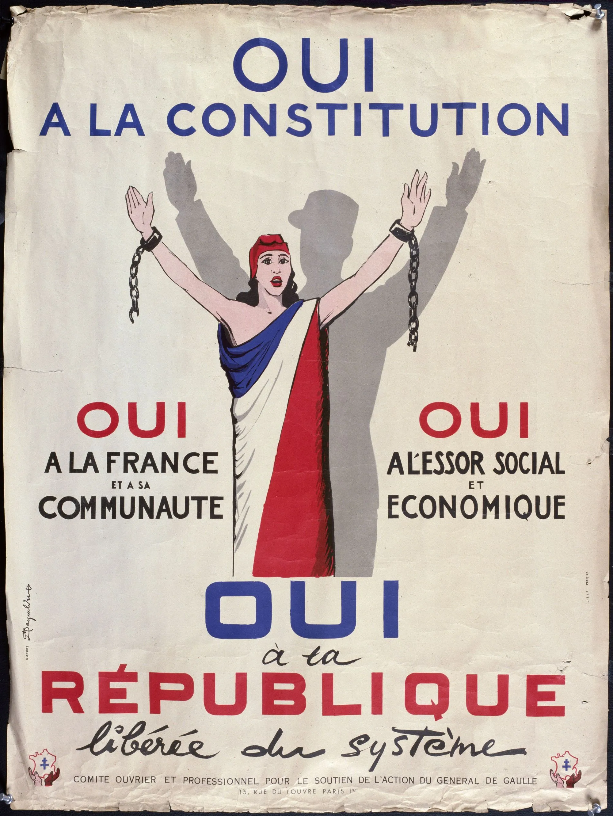 Affiche de campagne pour la Ve République, 1958.