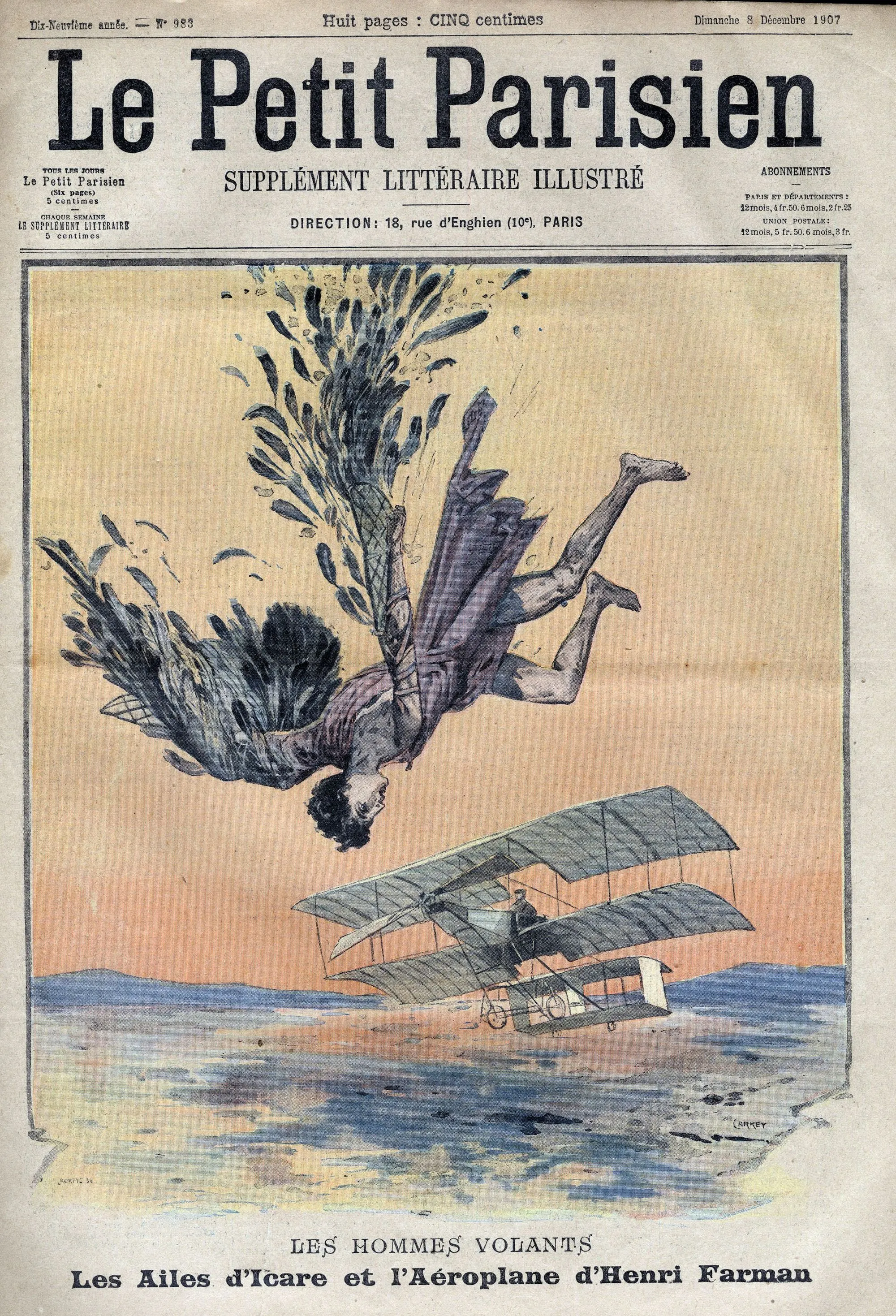 « Les hommes volants. Les ailes
d'Icare et l'aéroplane d'Henri Farman »,
Le Petit Parisien : supplément littéraire
illustré, 24 novembre 1907.